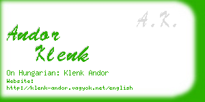 andor klenk business card